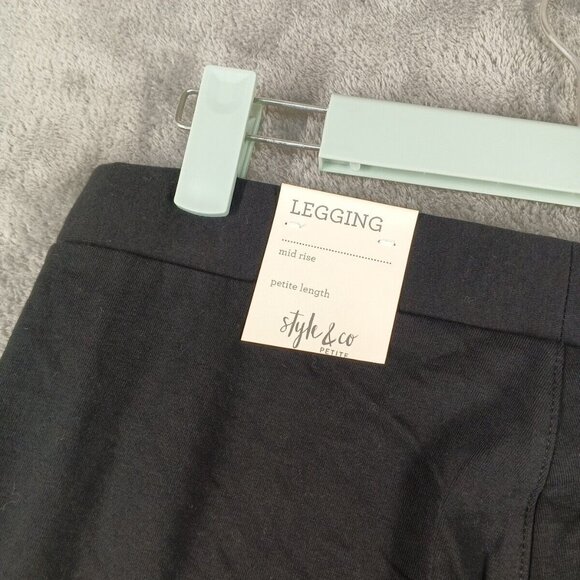 NWT $44 Style&Co Holiday Rhinestone Frost Leggings Size PS Mid-rise Black - Picture 11 of 12